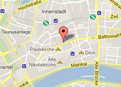 GoogleMap Ausschnitt in Farbe. Lage der vav Fischer-Bumiller G.b.R. in Frankfurt am Main.